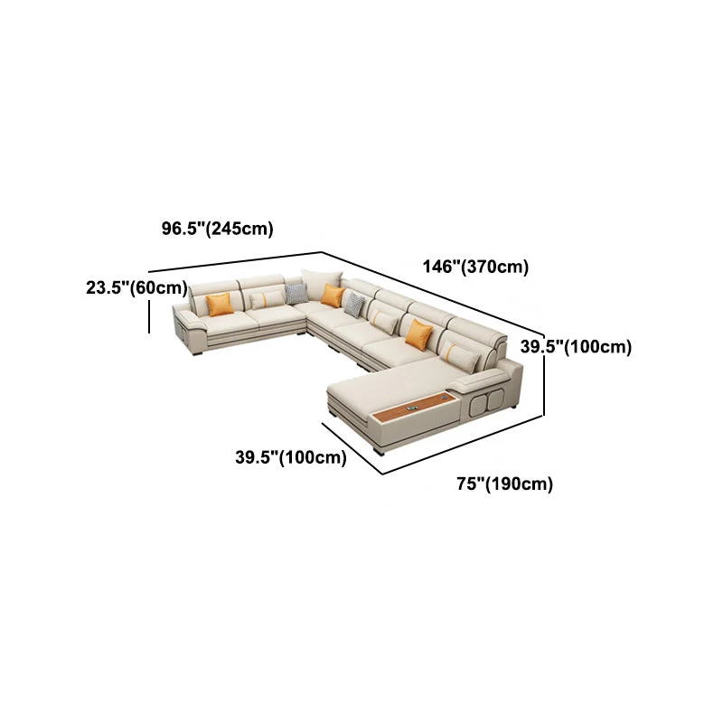 Faux Leather Cotton Blend Furniture Sectionals Storage Natuurtint effen kleuren en patronen 100l