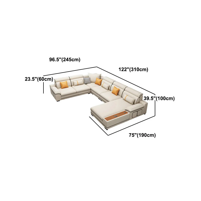 Faux Leather Cotton Blend Furniture Sectionals Storage Natuurtint effen kleuren en patronen 100l