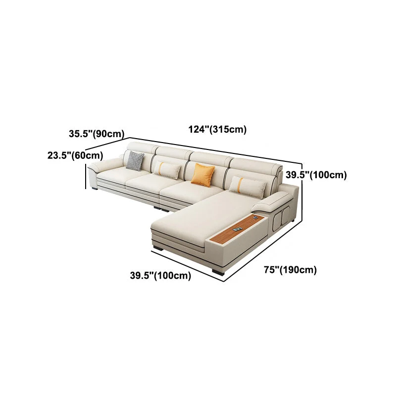 Faux Lederen Cotton Blend Furniture Sectionals Storage Beige 100l