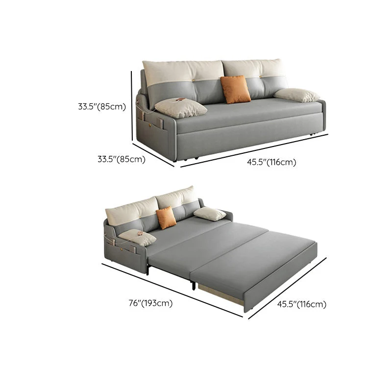 Galm Style Futon Sofa Bed Grey Bonded Leren Storage 45