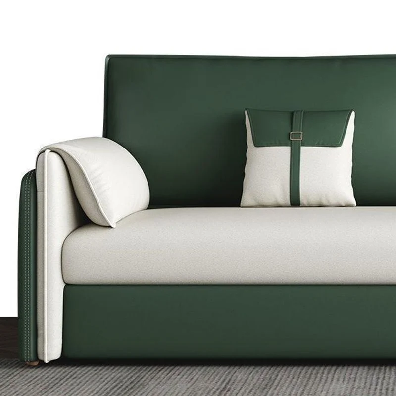 Glam Green Futon Sleeper Sofa Bed Bonded Leder Storage 51l