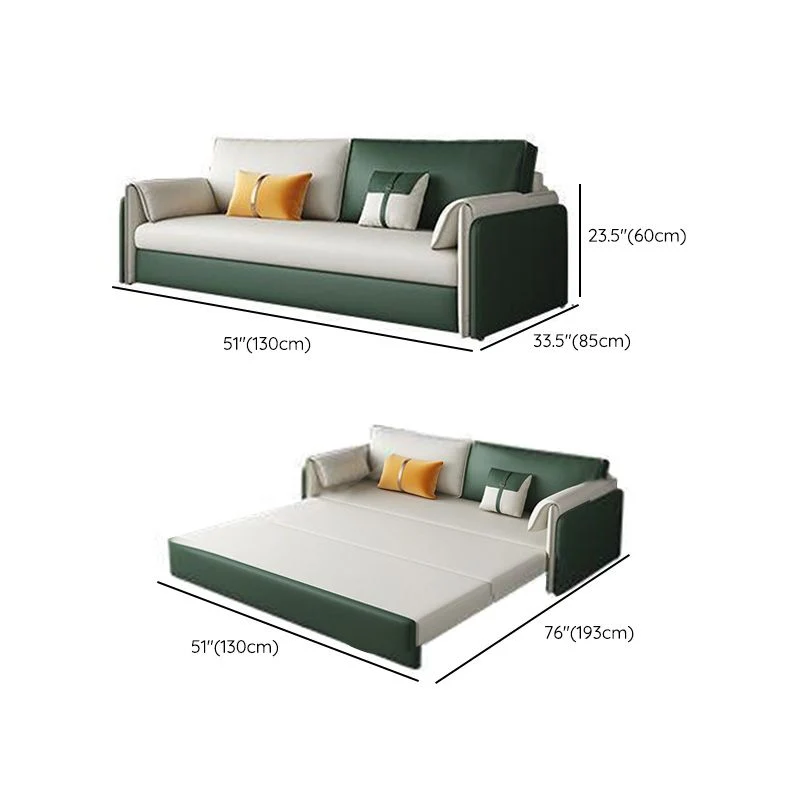 Glam Green Futon Sleeper Sofa Bed Bonded Lederen Storage 51l