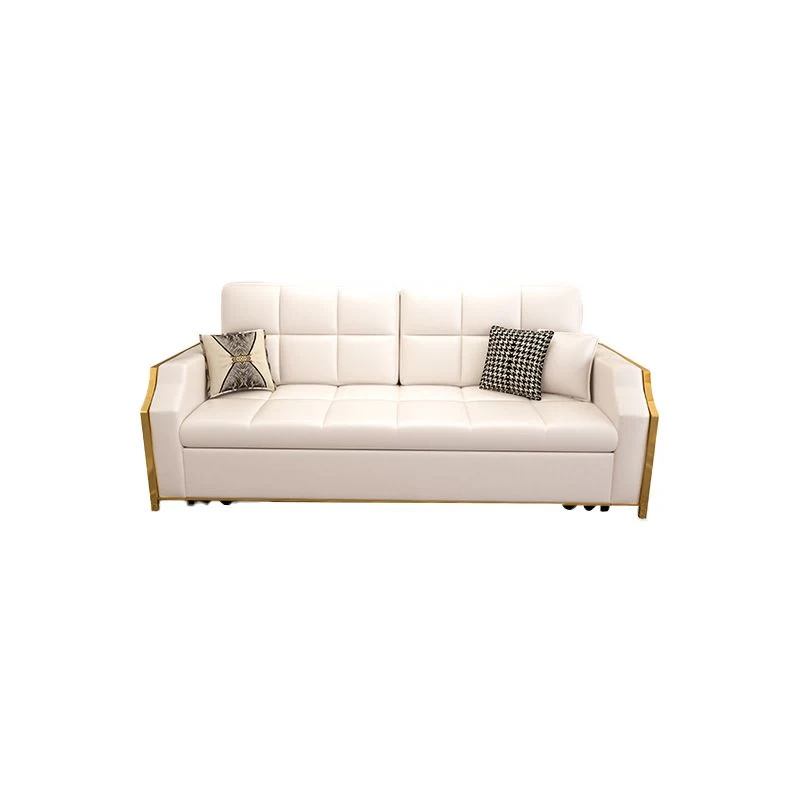 Glam Sofa Bed Parelmoer Faux leather Futon Sofa Bed Biscuit Back Sleeper Eenvoudig aan te brengen 47l