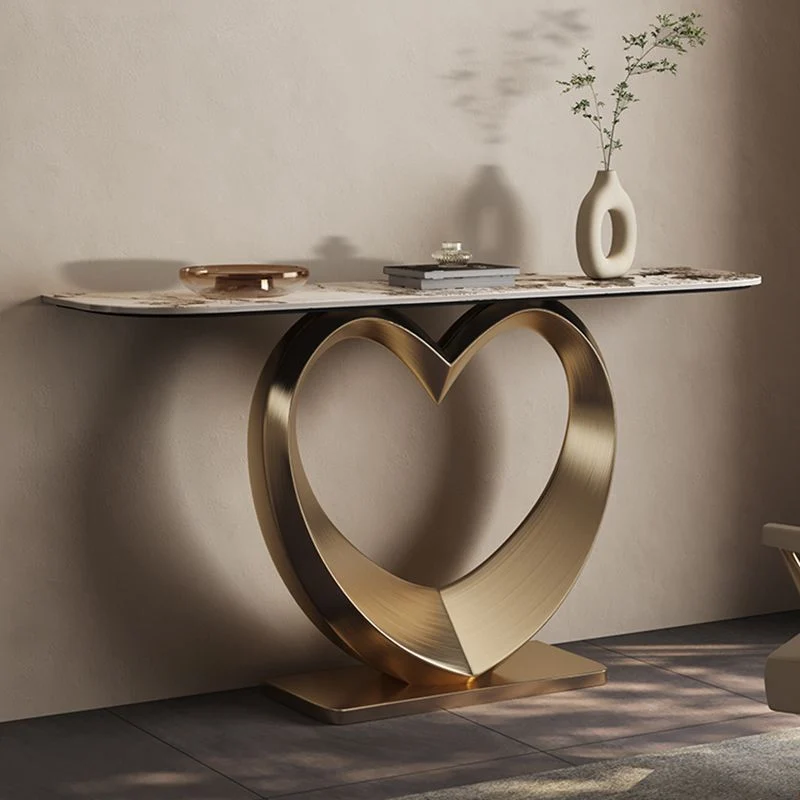 Half Moon Shape Contemporary Console Table Goud Stone Console Sofa Table 35l