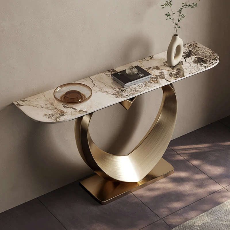 Half Moon Shape Contemporary Console Table Verguld Stone Console Sofa Table 35l