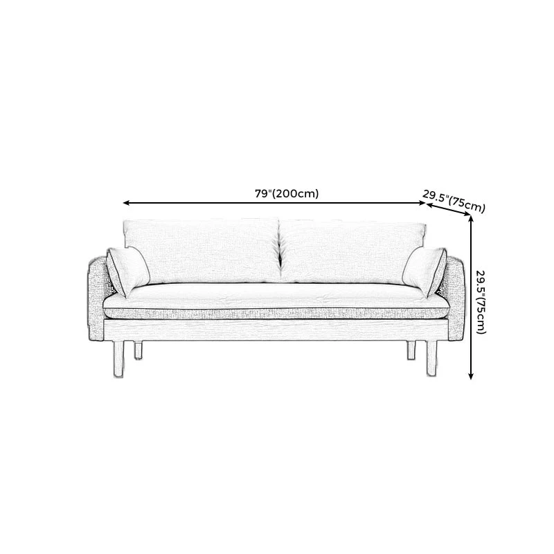 Loose Back 29.52" D x 29.92" H Sofa Slipcovered Massief hout Linen Sofa 55