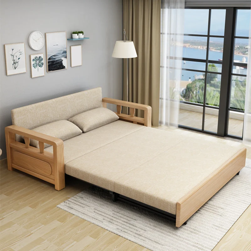 Massief Wood Futon Sleeper Sofa Scandinavian Square Armed Sofa Bed | Makkelijk te Reinigen 45l
