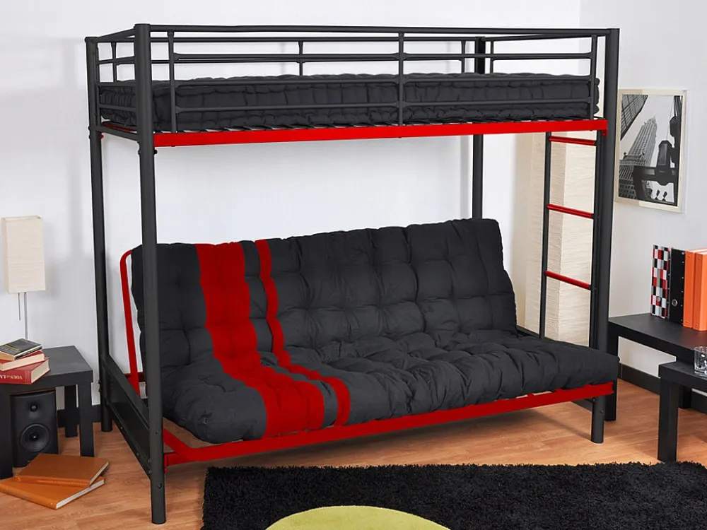 Premium Kwaliteit Futon MODULO clic-clac - 135 x 190 cm - Kleuren: zwart en rood