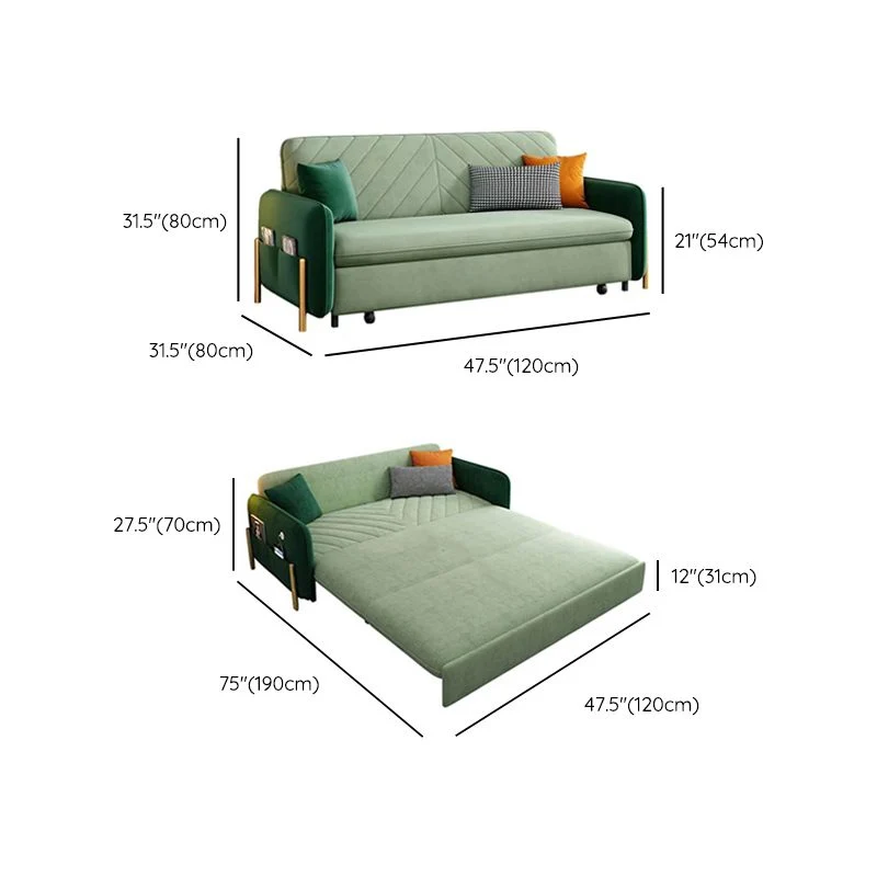 Ronde vorm 31" Spacieux Glam Futon Sofa Bed Green Futon Sleeper Sofa Storage 47l