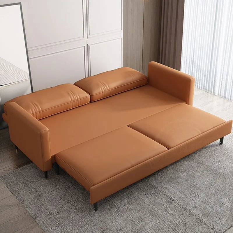 33" Ruim Contemporary Sleeper Sofa Futon Orange Sleeper Sofa Gemaakt van jersey katoenmix 63l