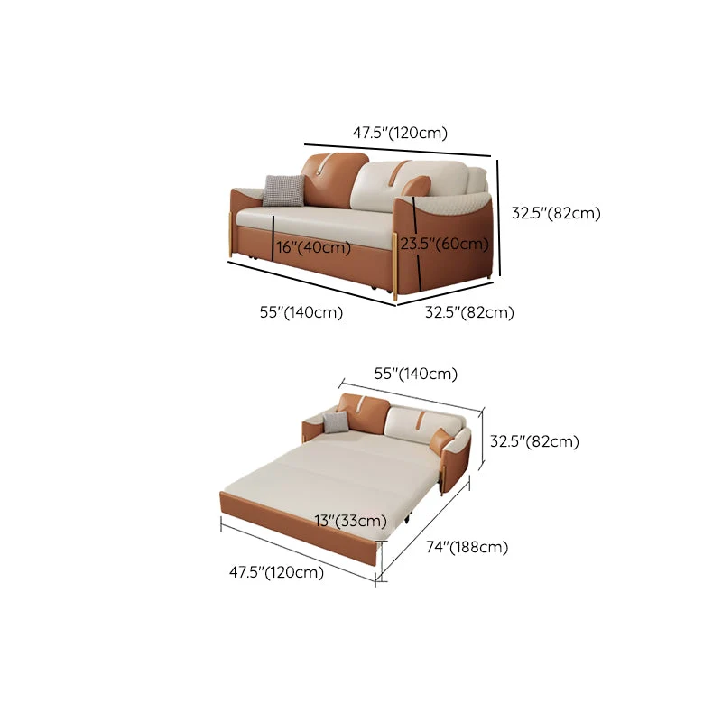 32" Spacieux Glam Futon Sofa Bed Pillow Included Futon Sleeper Sofa 47l