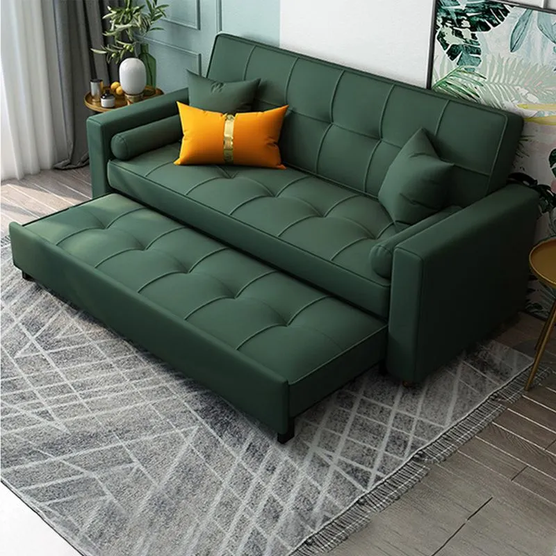 Square Arms Futon Samenvouwbaar Pillow Included Sleeper Sofa Storage 59l