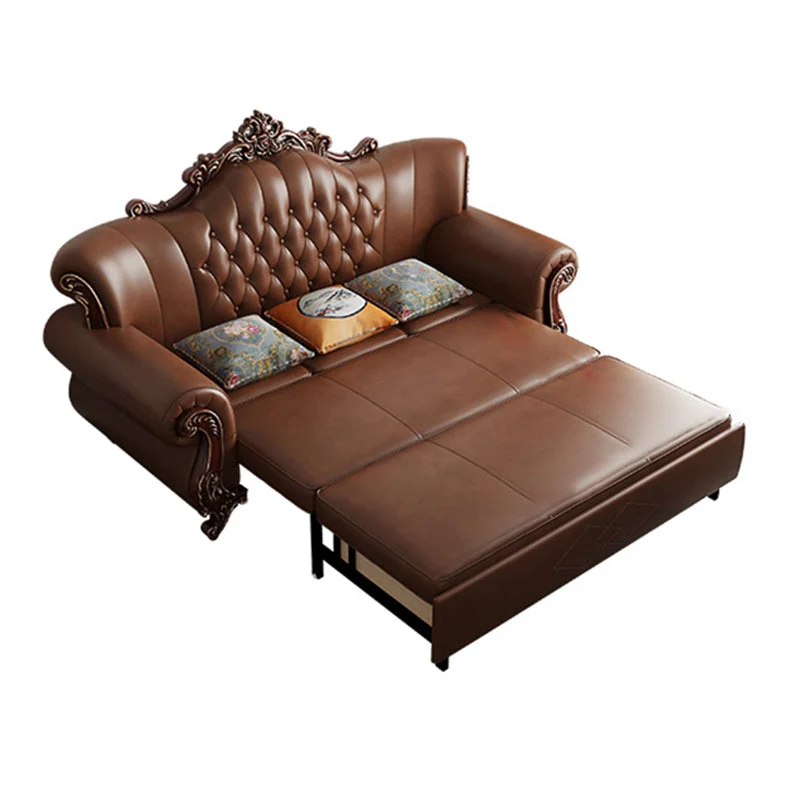 Traditional Leer Futon Sleeper Sofa Brown Sofa Bed Storage 85l