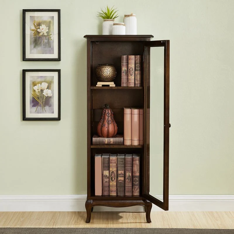 Traditional Rubber Wood Display Stand Glaswerk Doors Hutch Buffet Doors 18