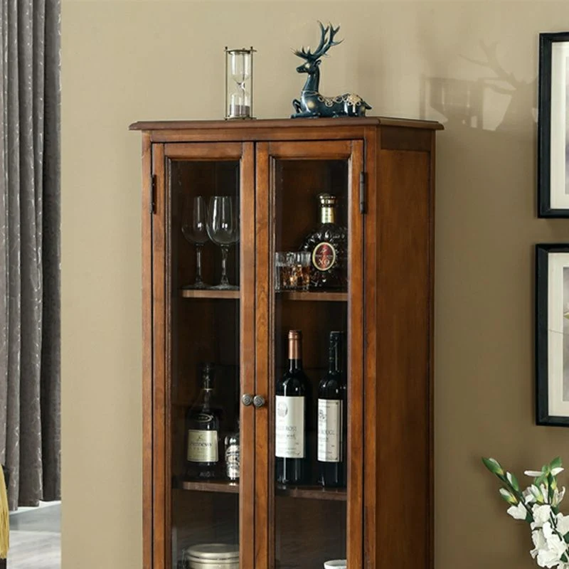 Traditional Rubber Wood Display Stand Glaswerk Doors Hutch Buffet Doors 18