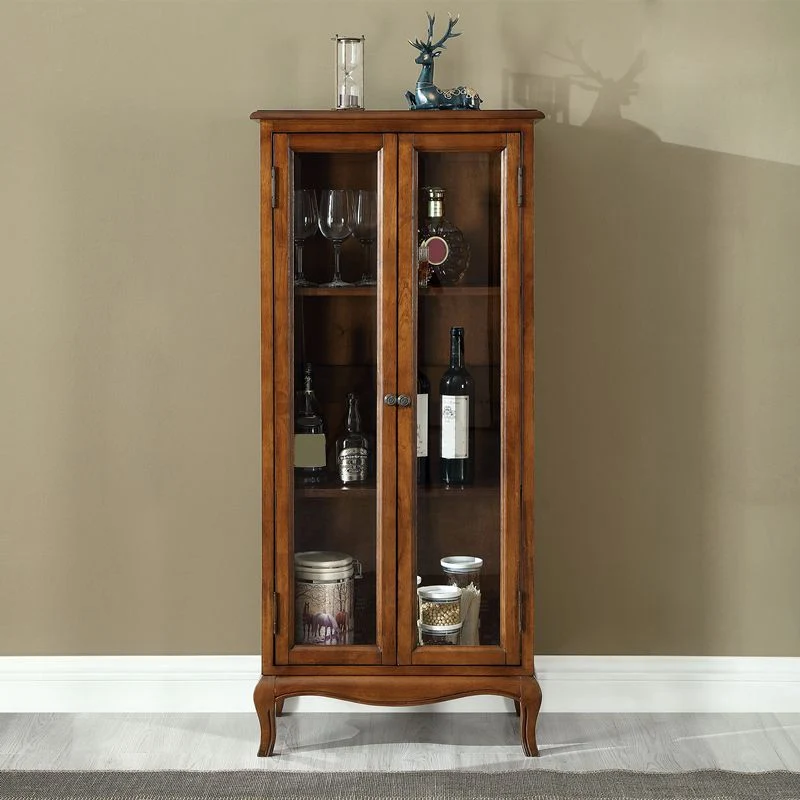 Traditional Rubber Wood Display Stand Glaswerk Doors Hutch Buffet Doors 18