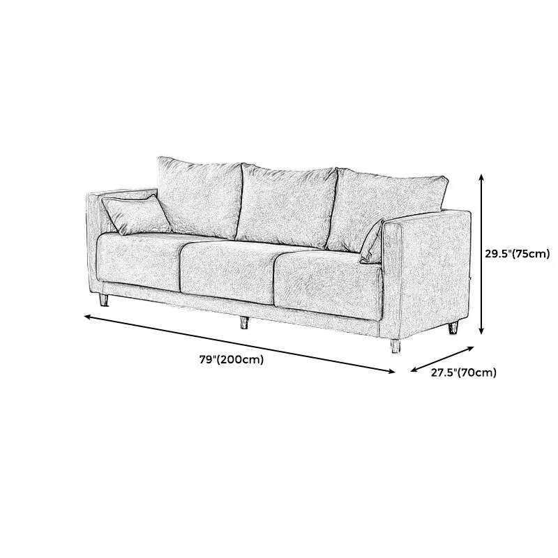 Vlekwerende 29.53" H Square Arm Sofa Loose Back Slipcovered Sofa Living Room 67l