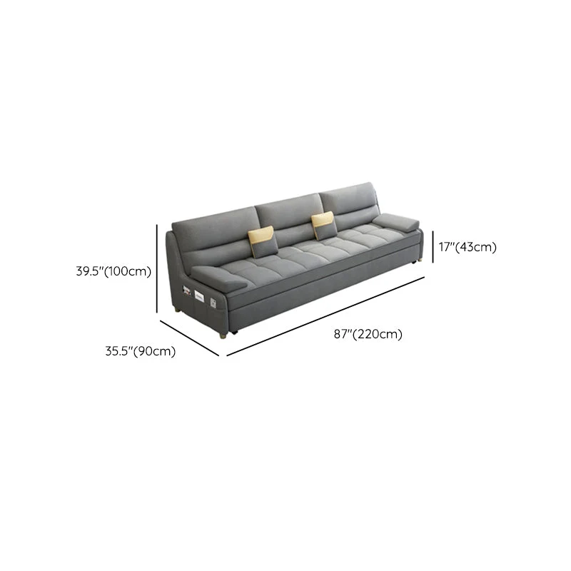 Vlekwerende 39"H Scandinavian Futon Sofa Bed Folding Grauw Leather Futon Sleeper Sofa 87l