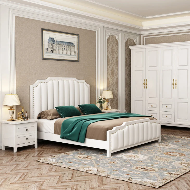 Vlekwerende French Style Upholstered Stepped Platform Bed Foam Headboard Bed