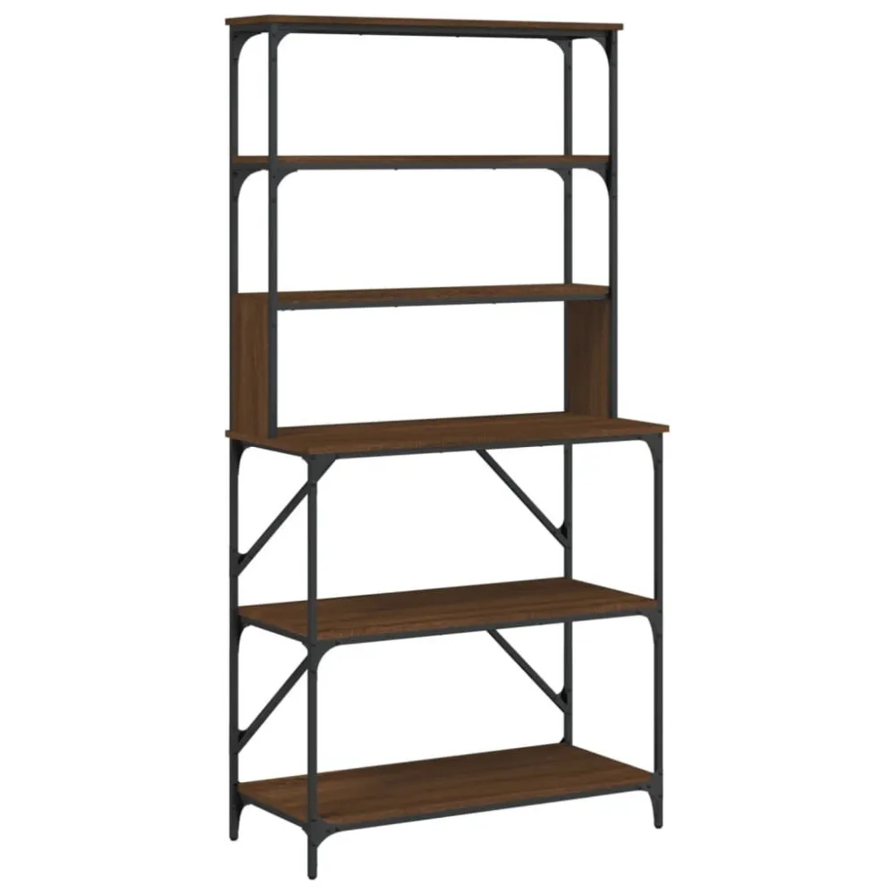 Bakkersrek 6-laags 90x40x180 cm bewerkt hout bruin eikenkleur