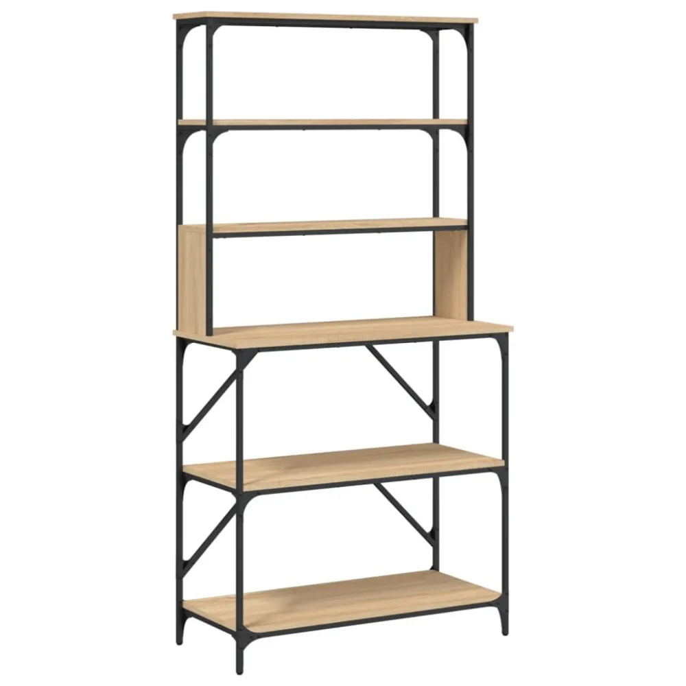 Bakkersrek 6-laags 90x40x180 cm bewerkt hout sonoma eikenkleur