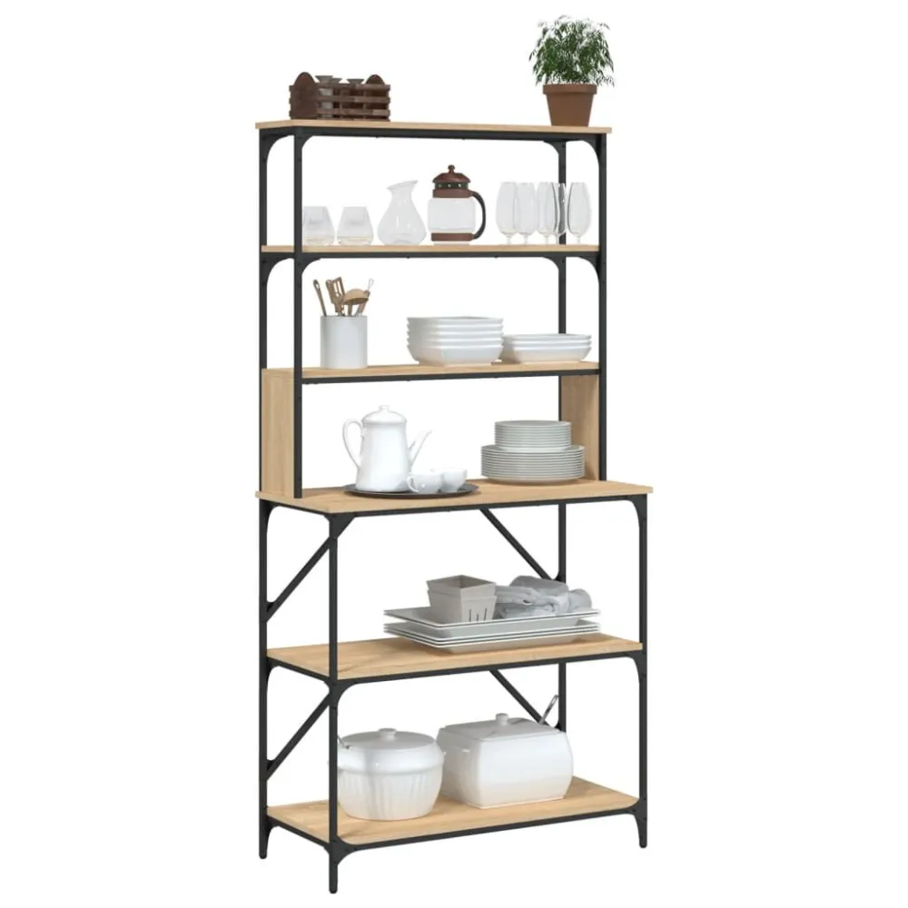 Bakkersrek 6-laags 90x40x180 cm bewerkt hout sonoma eikenkleur