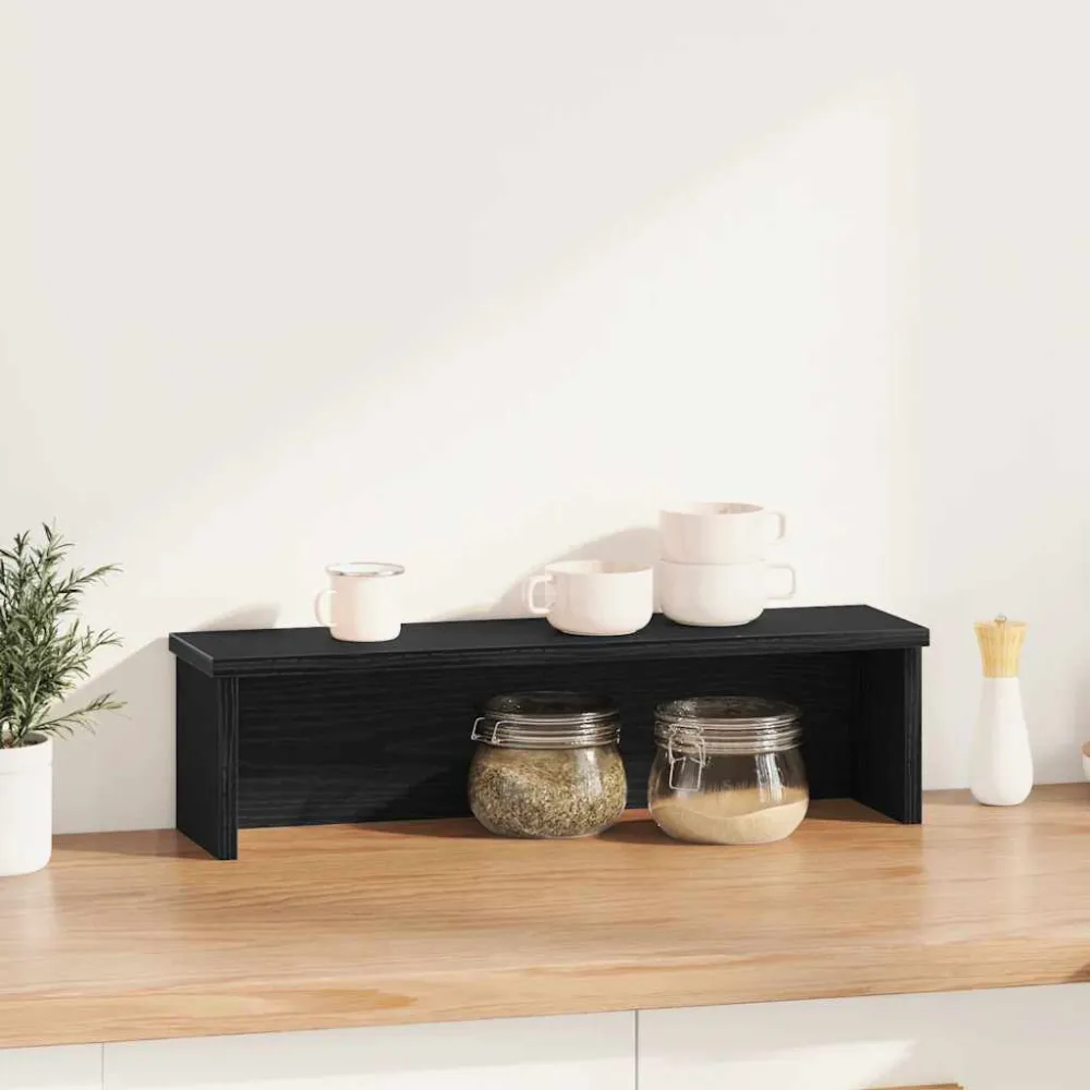 Keukenrek stapelbaar 60x15x16 cm bewerkt hout zwart