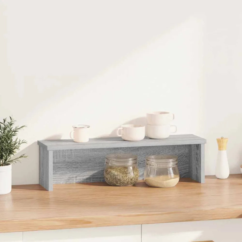 Keukenrek stapelbaar 60x15x16cm bewerkt hout grijs sonoma eiken