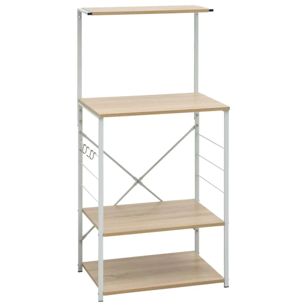 Magnetronkast 60x39,6x123 cm bewerkt hout wit en eikenkleurig