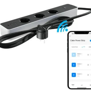 Calex Slimme Stekkerdoos – Wifi Stekkerblok met 4 Stopcontacten, USB-C Snelladen & Energie Monitoring – Smart Plug - Werkt...