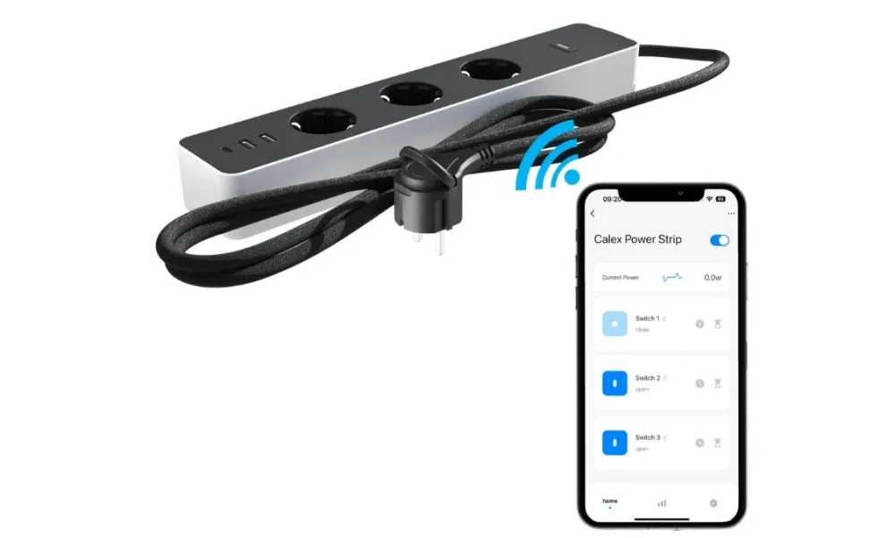 Calex Slimme Stekkerdoos – Wifi Stekkerblok met 4 Stopcontacten, USB-C Snelladen & Energie Monitoring – Smart Plug - Werkt...