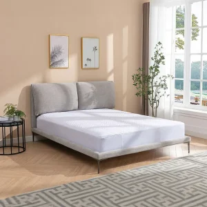 Bed 160 x 200 cm van gemêleerd grijze stof - RIMOTA