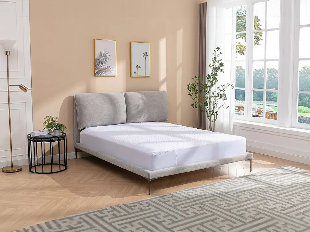 Bed 160 x 200 cm van gemêleerd grijze stof - RIMOTA