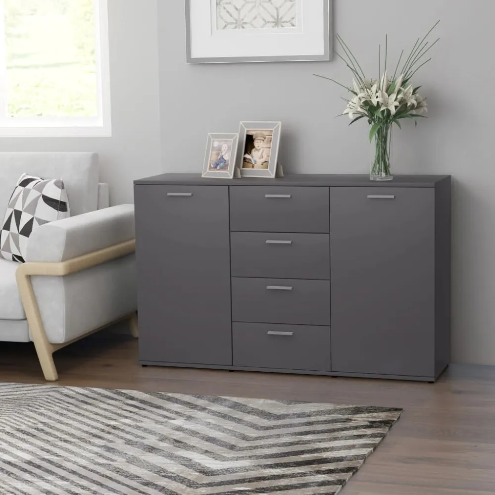 Dressoir 120x35,5x75 cm bewerkt hout grijs