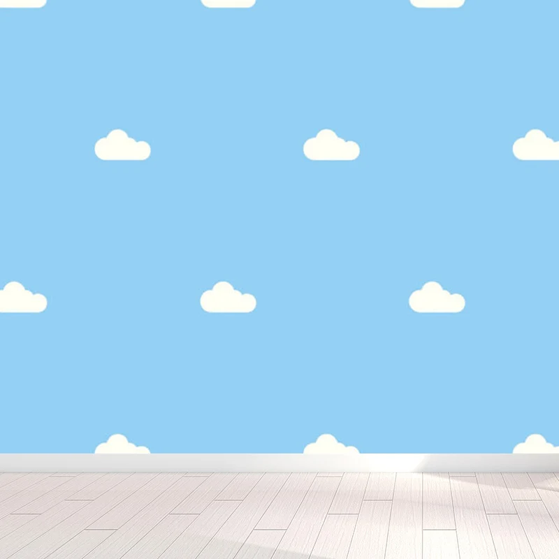 Eigentijdse Sky View muurschildering voor badkamer, volledige wandbekleding zachte kleuren