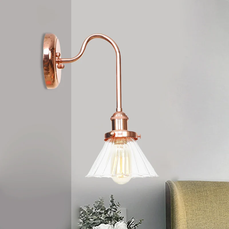 1 lichtkegel schanslicht oud helder/amber glazen wandverlichtingsarmatuur voor woonkamer