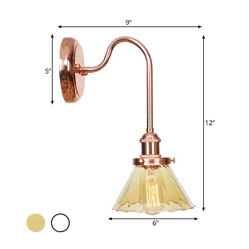 1 lichtkegel schanslicht oud helder/amber glazen wandverlichtingsarmatuur voor woonkamer