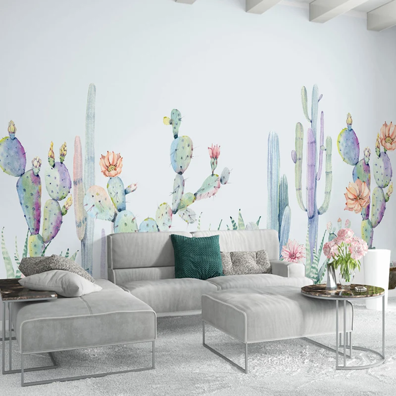 Light Groen Cactus Mural Wallpaper Stain Resistant Tropix Living Room Wall Covering Light