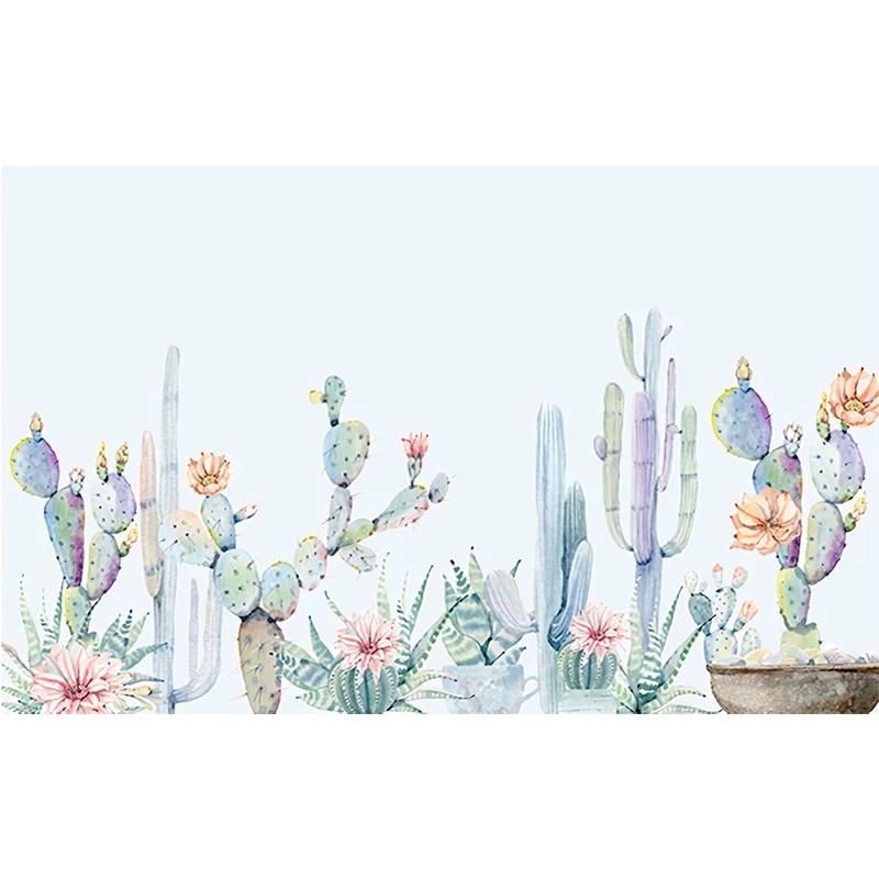 Light Groen Cactus Mural Wallpaper Stain Resistant Tropix Living Room Wall Covering Light