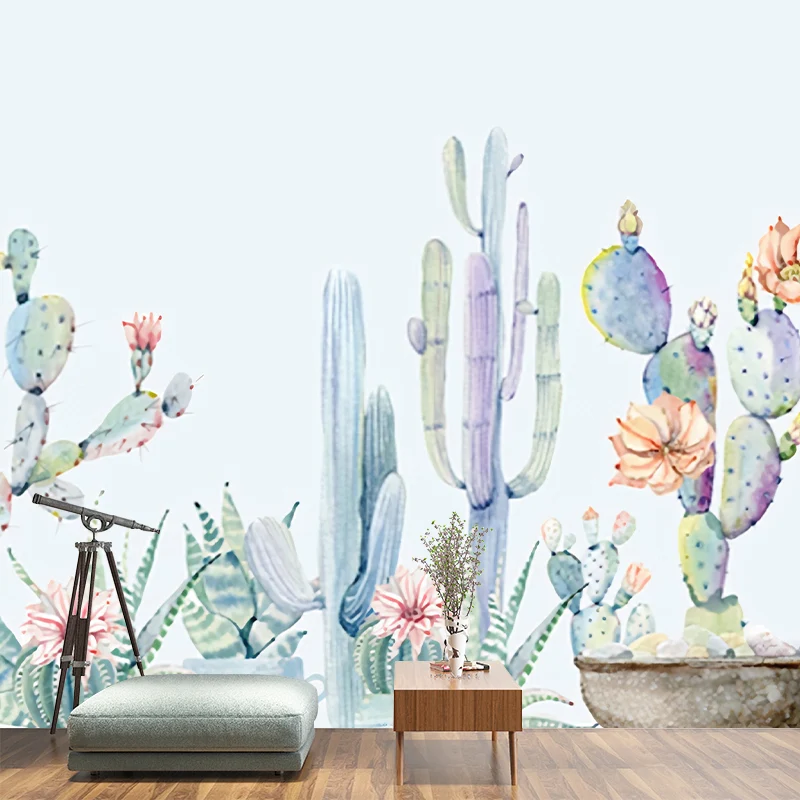 Light Groen Cactus Mural Wallpaper Stain Resistant Tropix Living Room Wall Covering Light