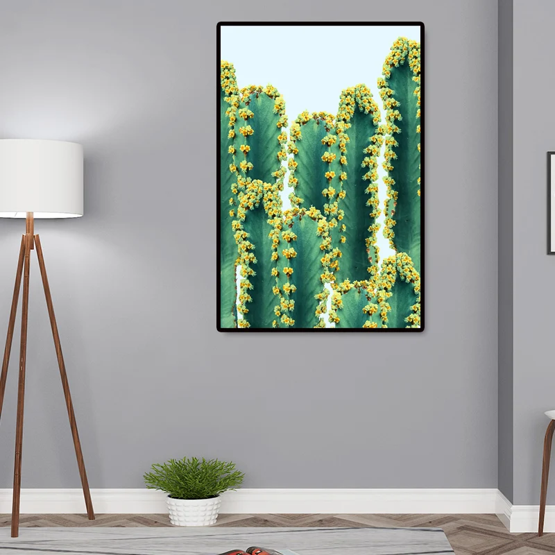 Nieuwigheid Cactus Doek Muurkunst voor Slaapkamer Botanix Wanddecoratie groen, textuur