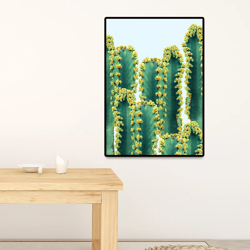 Nieuwigheid Cactus Doek Muurkunst voor Slaapkamer Botanix Wanddecoratie groen, textuur