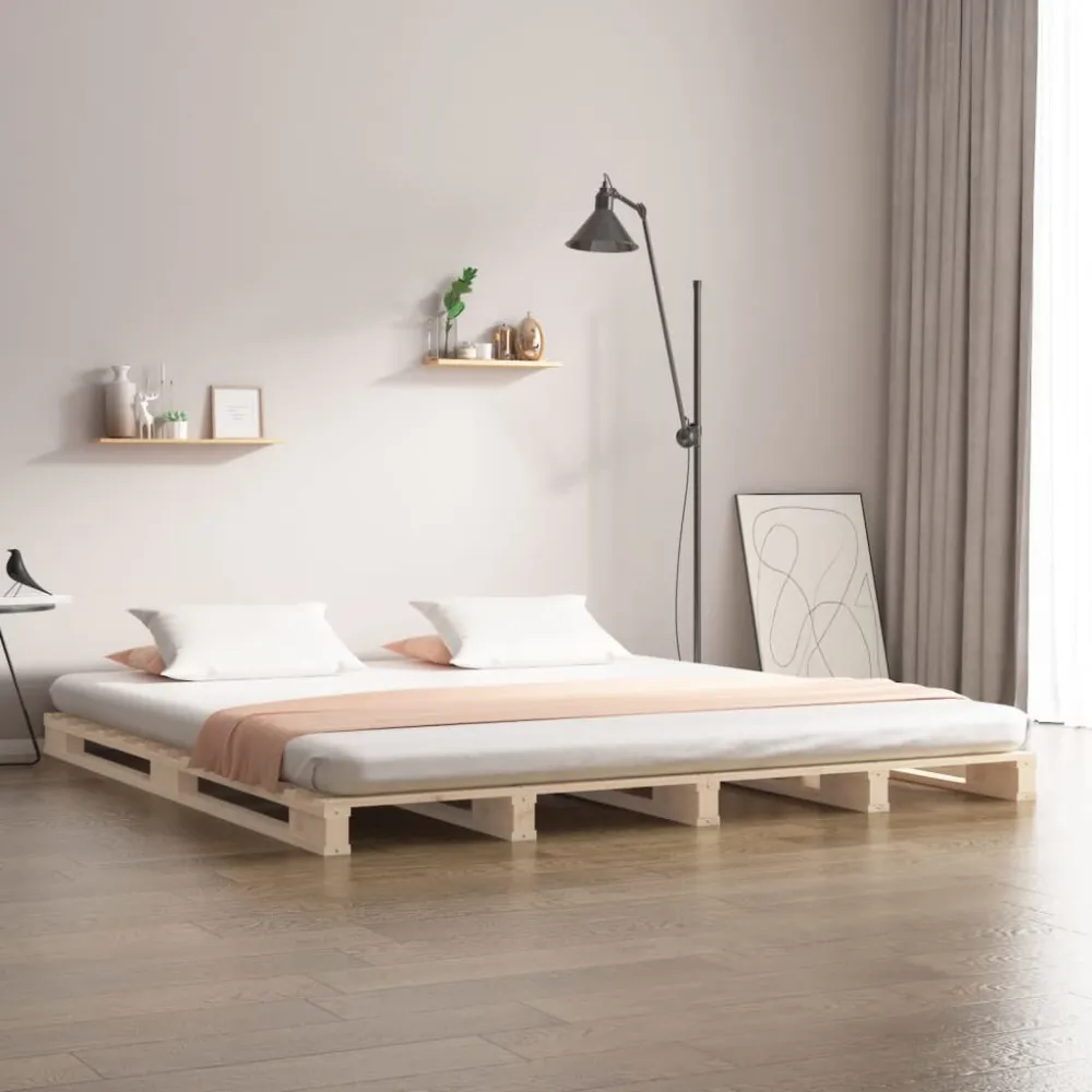 Palletbed massief grenenhout 200x200 cm