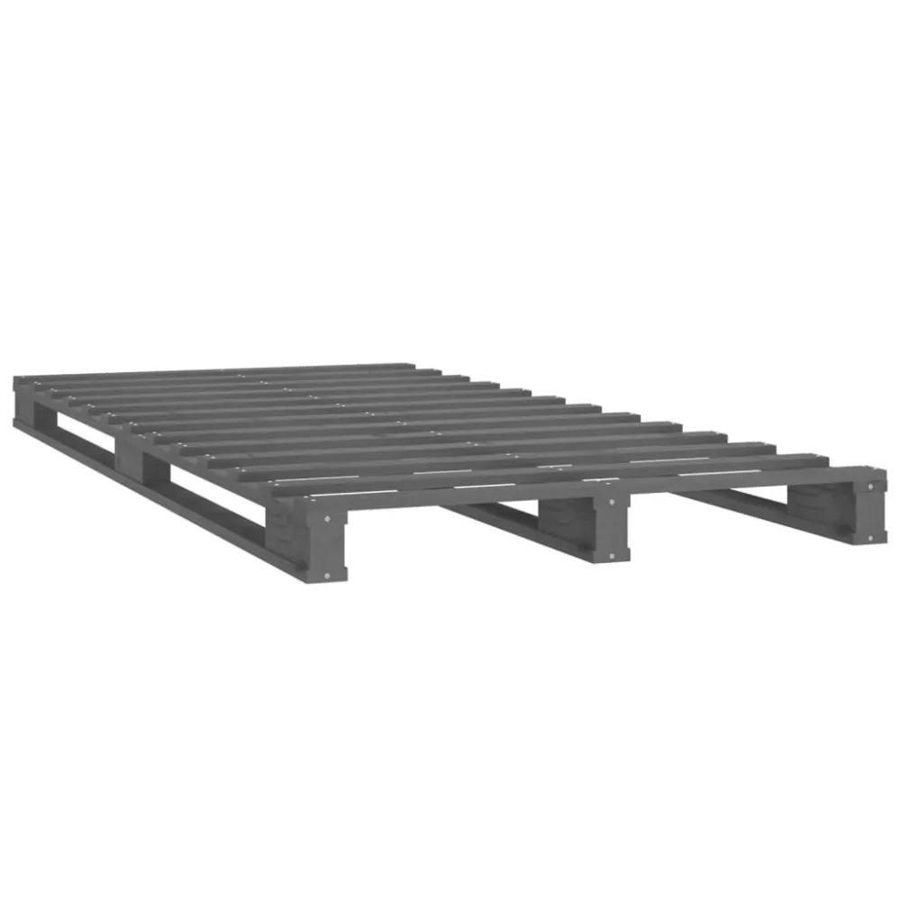 Palletbed massief grenenhout grijs 75x190 cm