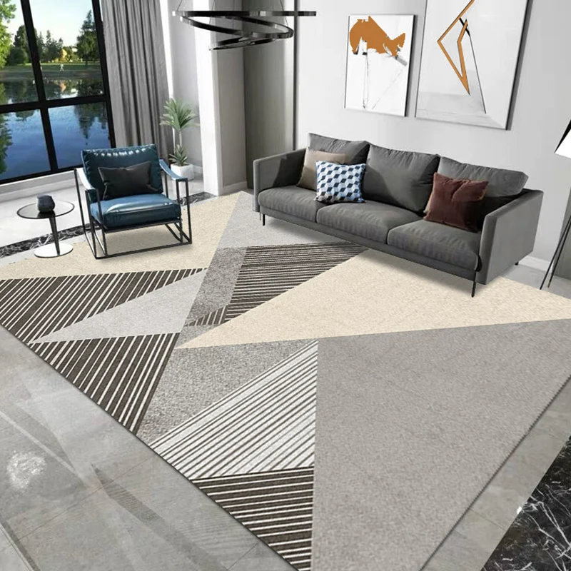 Pastelgrijs actueel vloerkleed, polyester kleurblokkerend driehoekig tapijt, huisdiervriendelijk vloerkleed voor de woonkamer