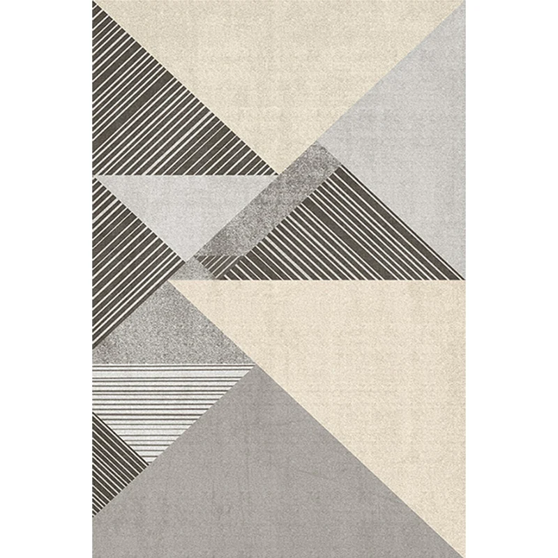 Pastelgrijs modern vloerkleed, polyestertextiel kleurblokkerend driehoekig tapijt, huisdiervriendelijk vloerkleed voor de...
