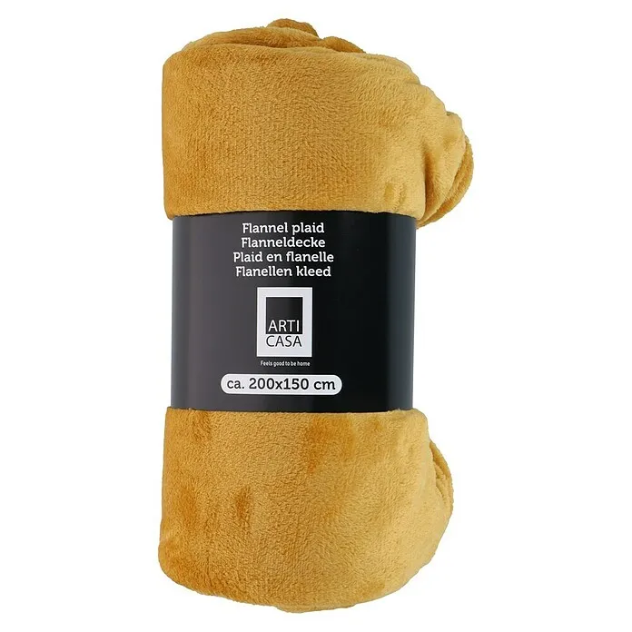 Plaid Mustard - 200 x 150 cm, Geel, Wasbaar