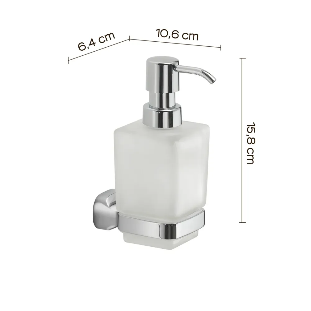 Wall soap dispenser Stainless Steel and Satin Glazen Gedy Stelvio series - Chrome