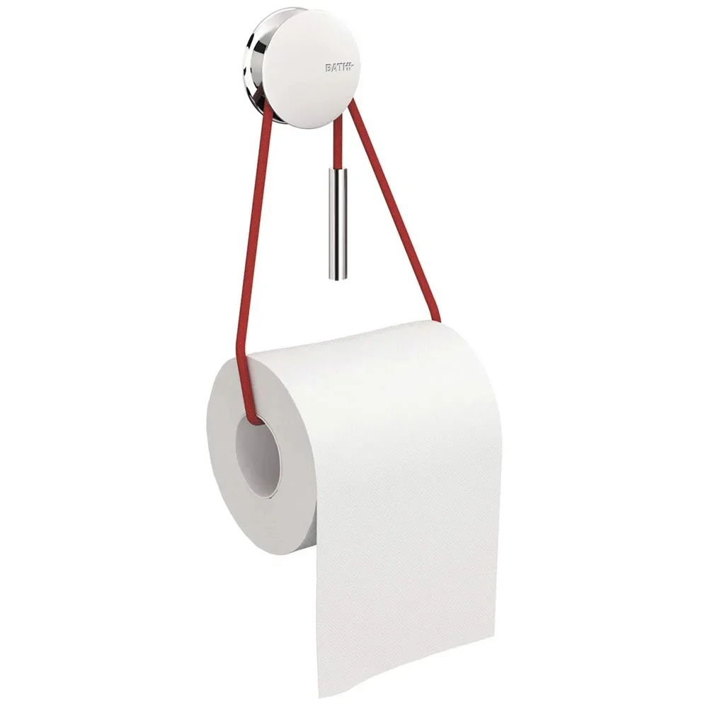 Wall-mounted roll holder chromed aluminium from 'Diabolo' collection Cosmic - Red cord