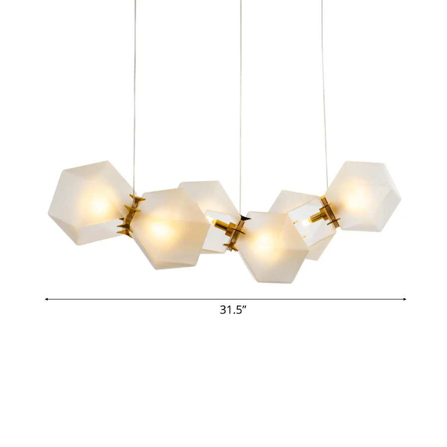 2/4/6 Lights Living Room Chandelier Geometric White Glass Shade Modern Gouden Led Hanging Lamp Kit White
